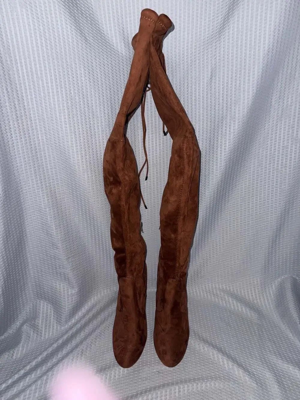 Lulus Brown Faux Suede Over-The-Knee Block Heel Boots Size 10